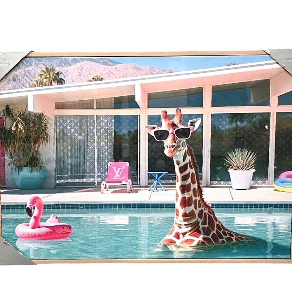 Studio Vista 50 Giraffe Louis Vuitton Lounge Framed Vinyl Canvas Wall Decor
